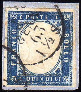 1863 - 15 cent. azzurro, tipo ... 