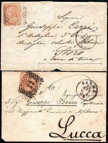 1866/68 - Due lettere affrancate ... 