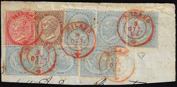 1863 - 15 cent., sei esemplari, 30 ... 