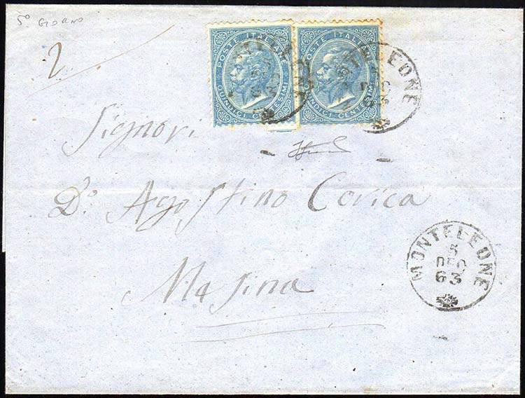 1863 - 15 cent. azzurro celeste De ... 