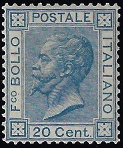 1867 - 20 cent. azzurro, tiratura ... 