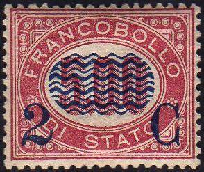 1878 - 2 cent. su 5 lire Servizio ... 