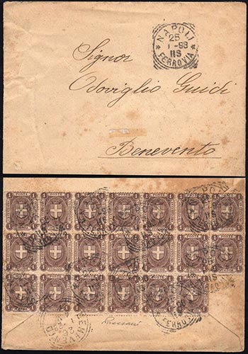 1898 - 1 cent. Stemma (65), blocco ... 