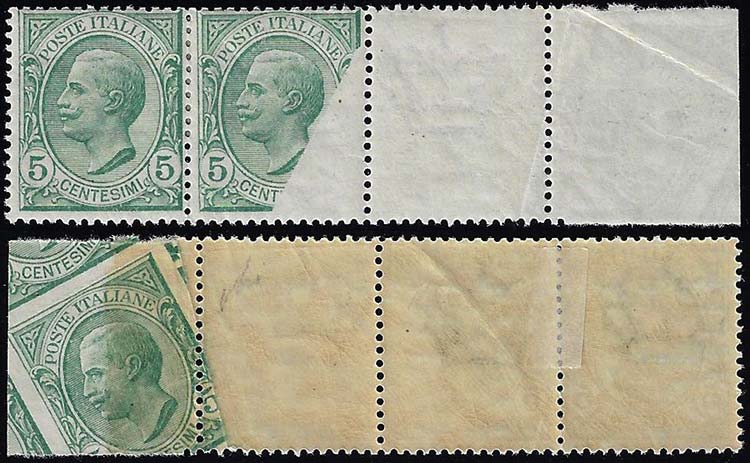 1906 - 5 cent. Leoni, striscia ... 