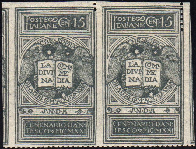 1921 - 15 cent. grigio Dante, non ... 