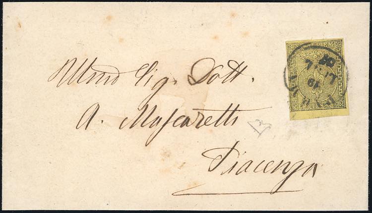 1857 - 5 cent. giallo (1), bordo ... 