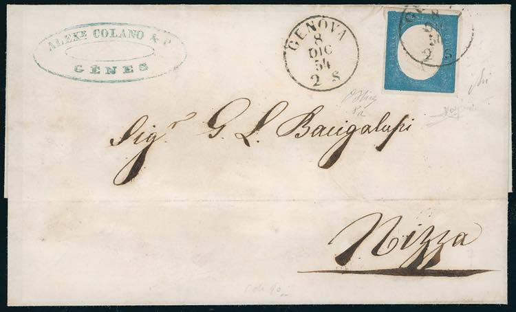 1854 - 20 cent. celeste (8a), ... 