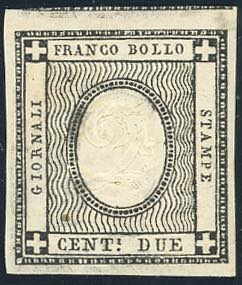 1861 - 2 cent. nero intenso (20c), ... 