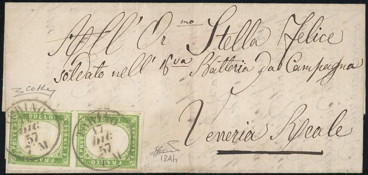 1857 - 5 cent. verde giallo, ... 