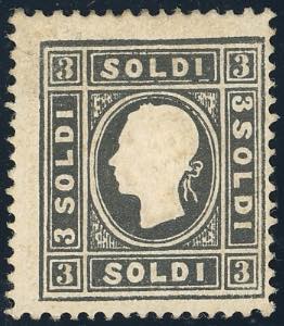 1858 - 3 soldi nero, I tipo (24), ... 
