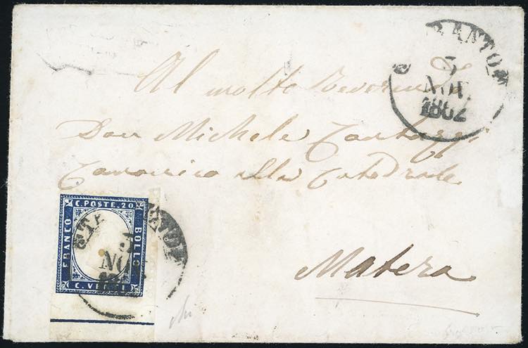 1862 - 20 cent. indaco, bordo ... 