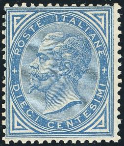 1877 - 10 cent. azzurro (27), ... 