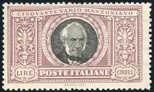 1923 - 5 lire Manzoni, filigrana ... 