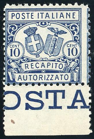 1928 - 10 cent. azzurro, dent. ... 