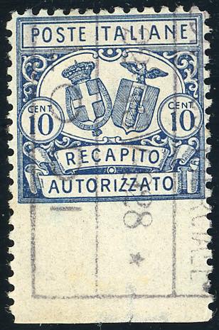 1928 - 10 cent. azzurro, dent. 11, ... 