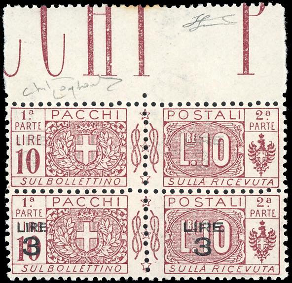 1925 - 3 lire su 10 lire lilla, ... 
