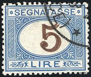 1870 - 5 lire azzurro e bruno, ... 