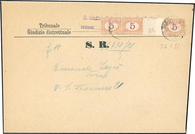 1921 - 5 cent. arancio e carminio ... 