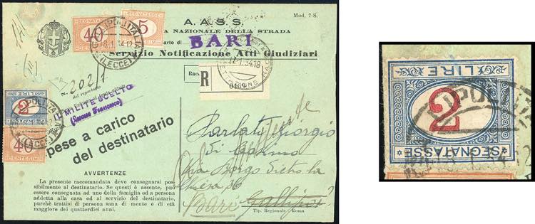 1934 - 2 lire azzurro e carminio, ... 