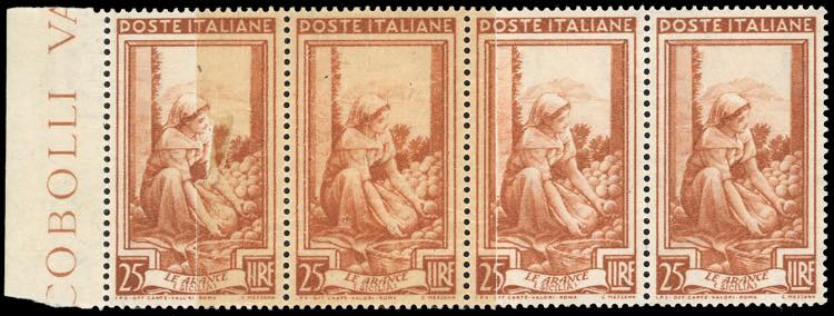 1952 - 25 lire Lavoro, filigrana ... 