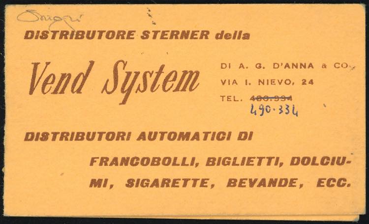 1956 - Libretto Vend System, con ... 