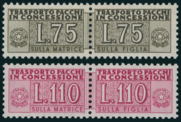 1955 - 75 e 110 lire, filigrana ... 