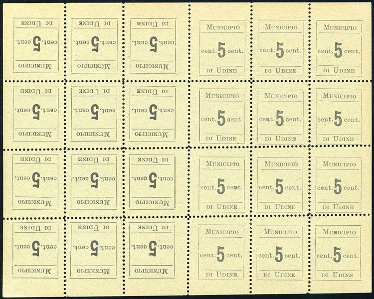 UDINE 1918 - 5 cent. nero, foglio ... 