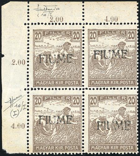 FIUME 1918 - 20 f., soprastampa a ... 