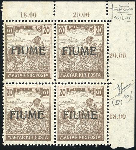 FIUME 1918 - 20 f., soprastampa a ... 