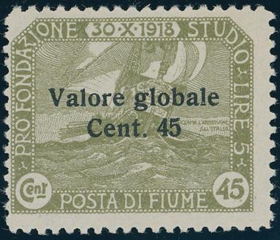 FIUME 1920 - 45 cent. Valore ... 