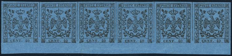 1852 - 40 cent. azzurro scuro, ... 