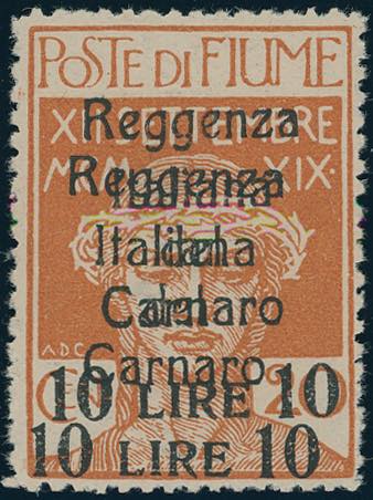 FIUME 1920 - 10 lire su 20 cent. ... 