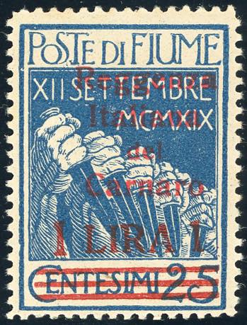 FIUME 1920 - 1 l. su 25 cent. ... 