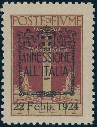 FIUME 1924 - 2  lire bruno ... 