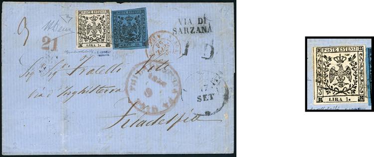 1858 - 1 lira bianco, varietà ... 