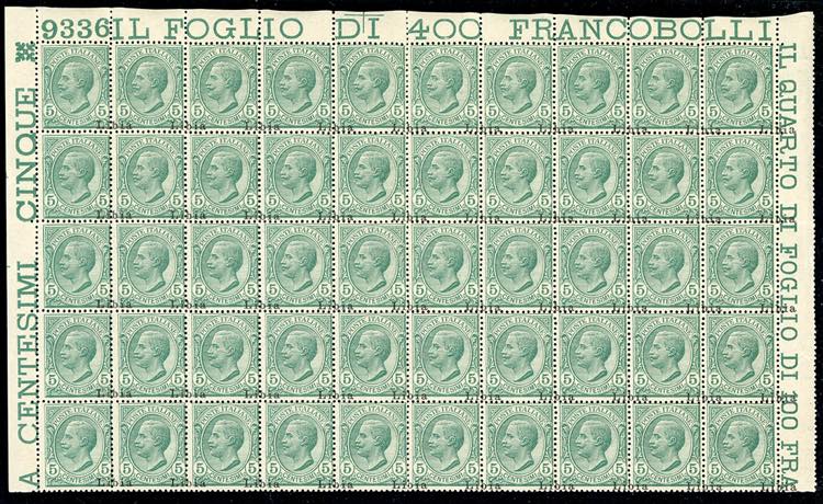 1912 - 5 cent. Leoni (3), blocco ... 