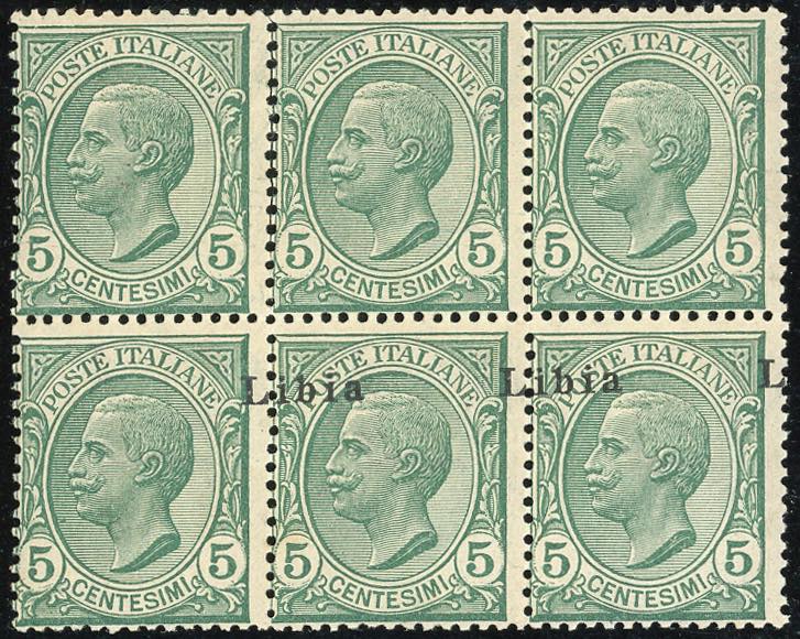 1912 - 5 cent. Leoni, blocco di ... 