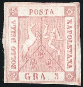1858 - 5 grana rosa carminio, I ... 