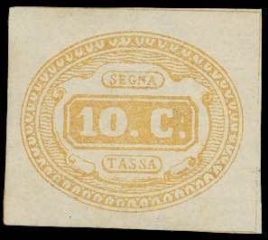1863 - 10 cent. giallo (1), gomma ... 