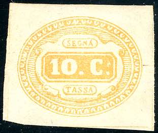 1863 - 10 cent. ocra (1a), nuovo, ... 