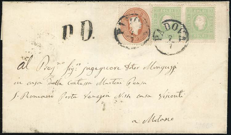 1862 - 10 soldi bruno mattone, 3 ... 