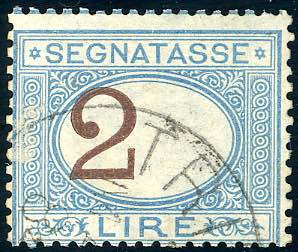 1870 - 2 lire azzurro e bruno, ... 