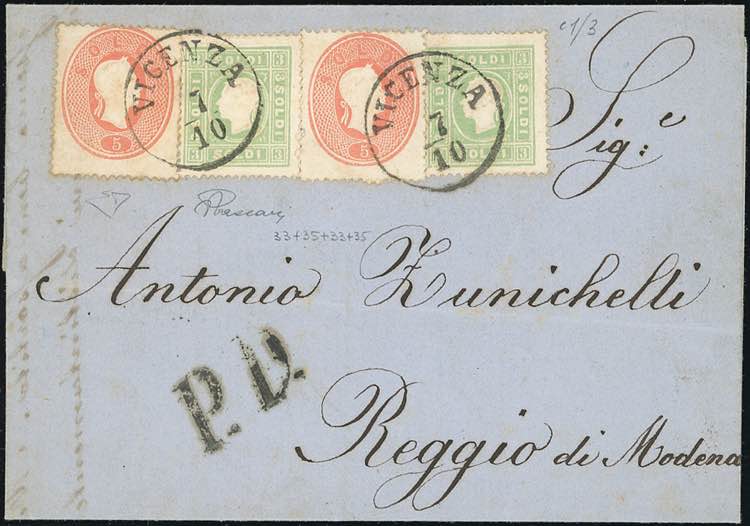 1862 - 3 soldi verde giallo, 5 ... 