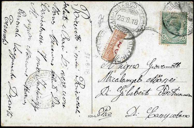 1918 - 20 cent. arancio e carminio ... 