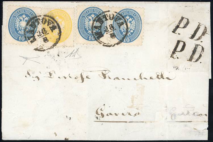 1864 - 2 soldi giallo, dent. 14, ... 