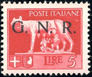1943 - 5 lire soprastampa G.N.R. ... 
