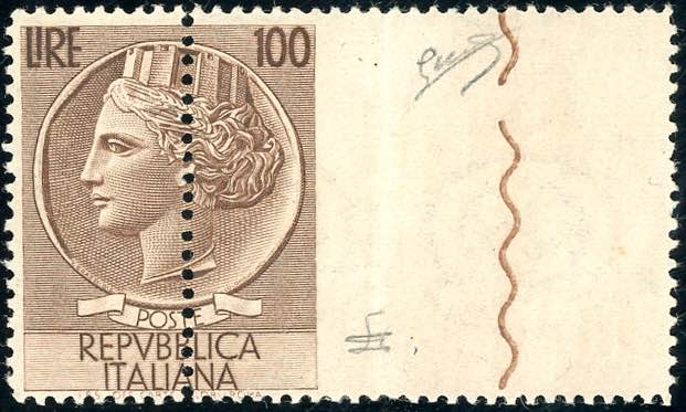 1954 - 100 lire Turrita, filigrana ... 