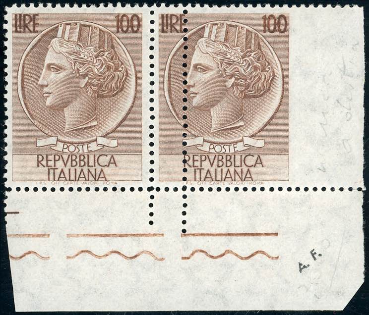 1955 - 100 lire Turrita, filigrana ... 