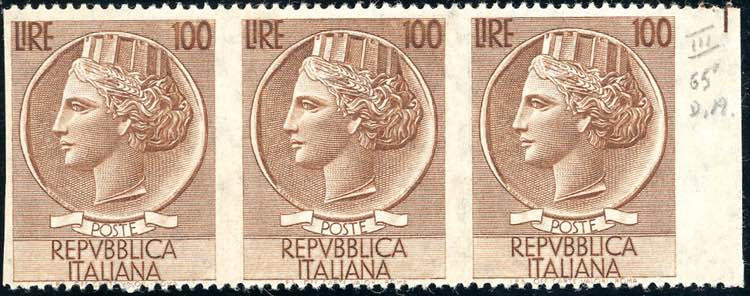 1955 - 100 lire Turrita, filigrana ... 