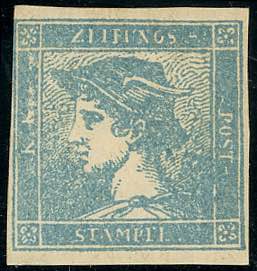 1851 - 3 cent. celeste, Mercurio, ... 